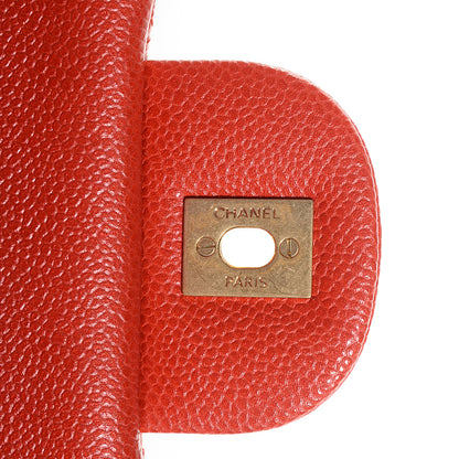 Chanel Pearly Caviar Jumbo Double Flap Orange 9 of 9