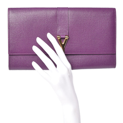 Saint Laurent Textured Calfskin Classic Y Document Case Clutch Purple 2 of 9