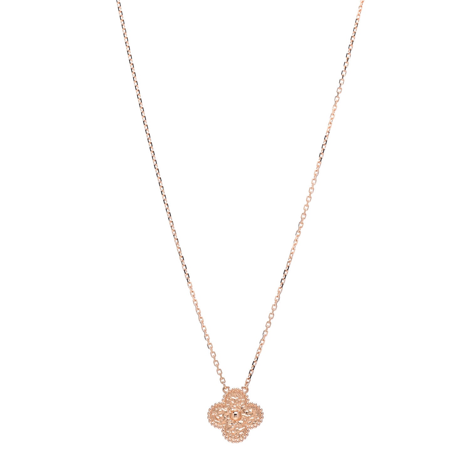 Van Cleef & Arpels 18K Rose Gold Vintage Alhambra Pendant Necklace 1 of 5