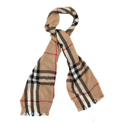 Burberry Wool House Check Lightweight Scarf Camel 1 of 5