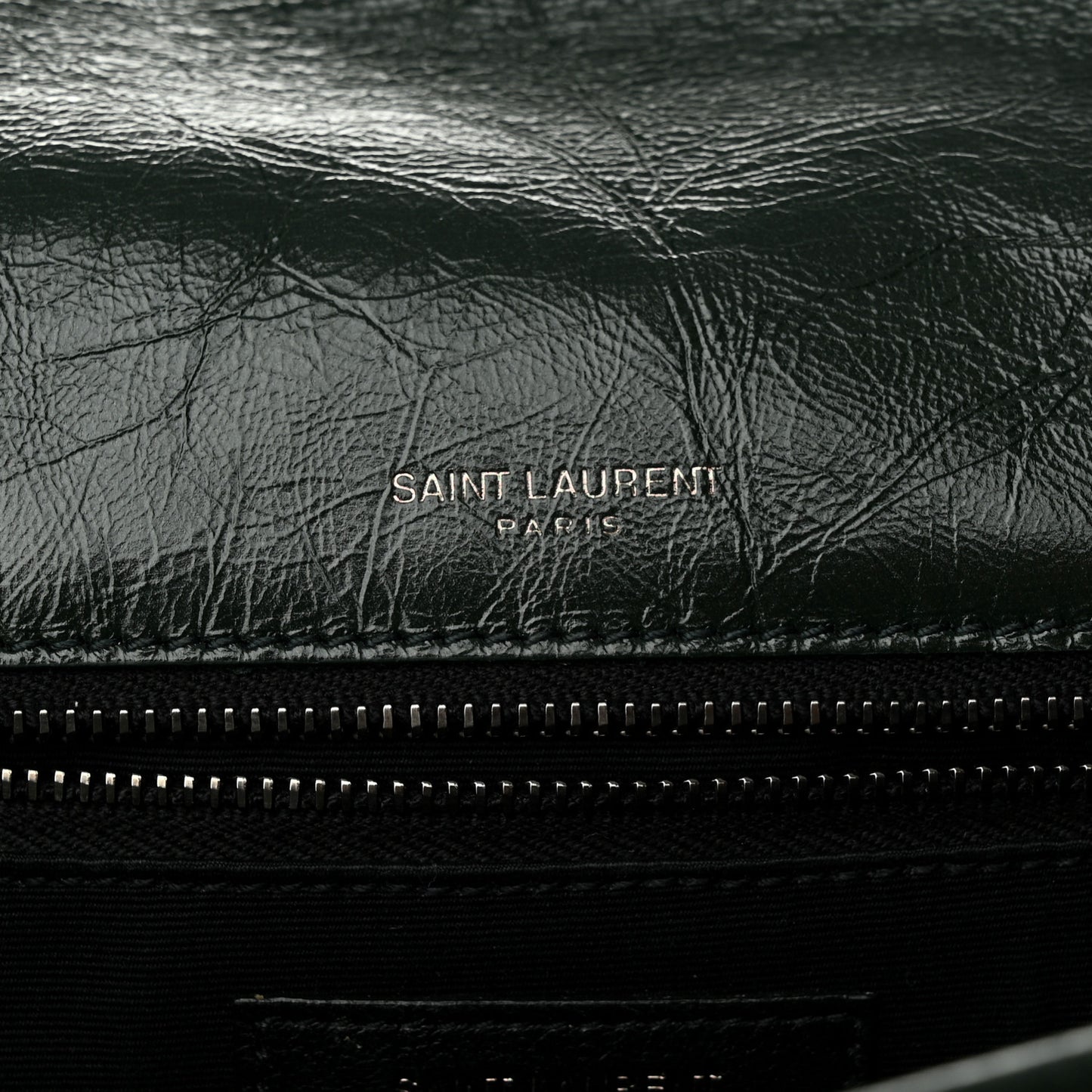 Crinkled Calfskin Matelasse Monogram Medium Niki Chain Satchel Dark Green