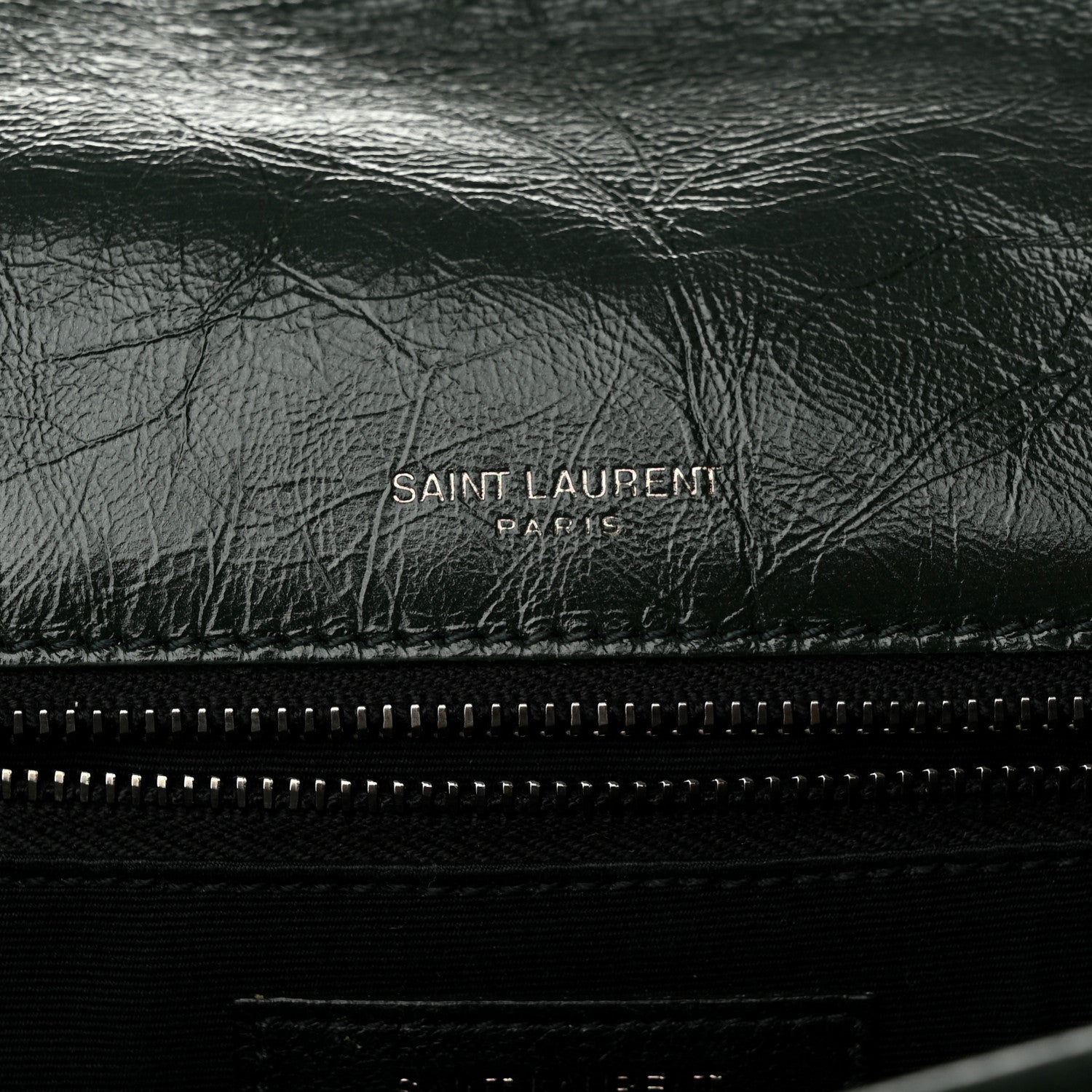 Saint Laurent Crinkled Calfskin Matelasse Monogram Medium Niki Chain Satchel Dark Green 5 of 10