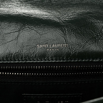 Saint Laurent Crinkled Calfskin Matelasse Monogram Medium Niki Chain Satchel Dark Green 5 of 10