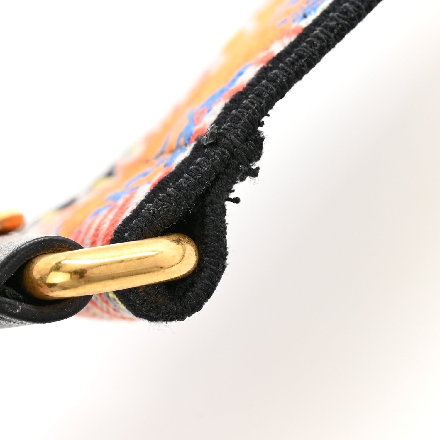 Christian Dior Canvas Embroidered Shoulder Strap Black Multicolor 6 of 6