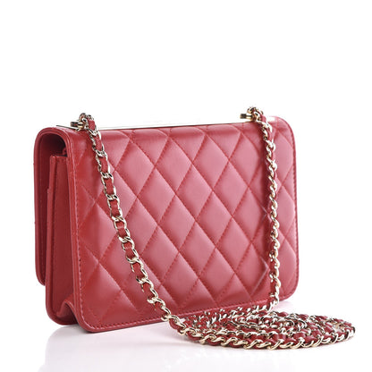 Chanel Lambskin Quilted Trendy CC Wallet On Chain WOC Red 2 of 14