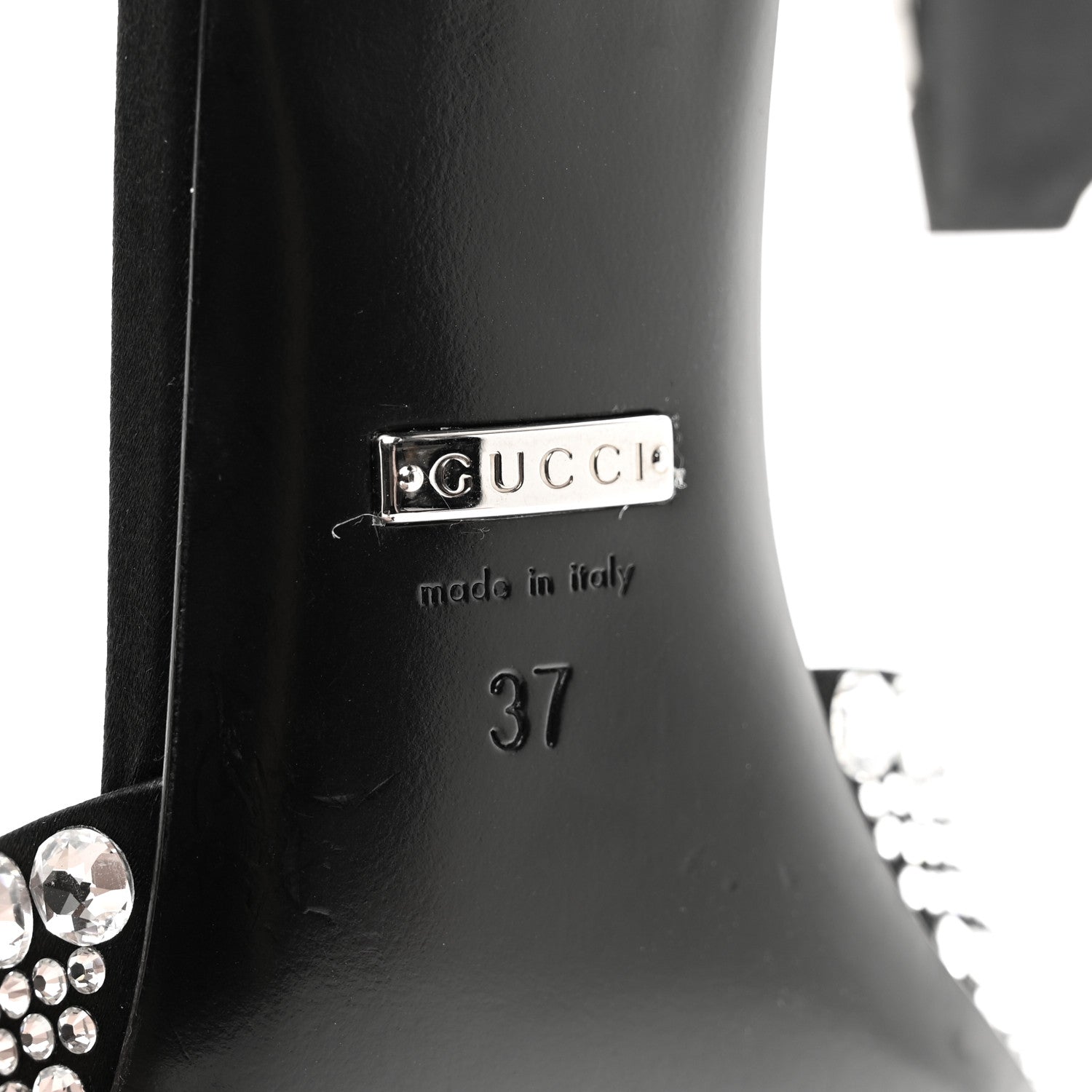 Gucci Satin Crystal 65mm Slide Sandals 37 Black 6 of 7