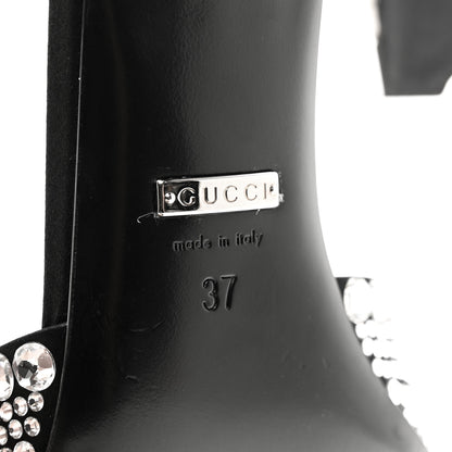 Gucci Satin Crystal 65mm Slide Sandals 37 Black 6 of 7