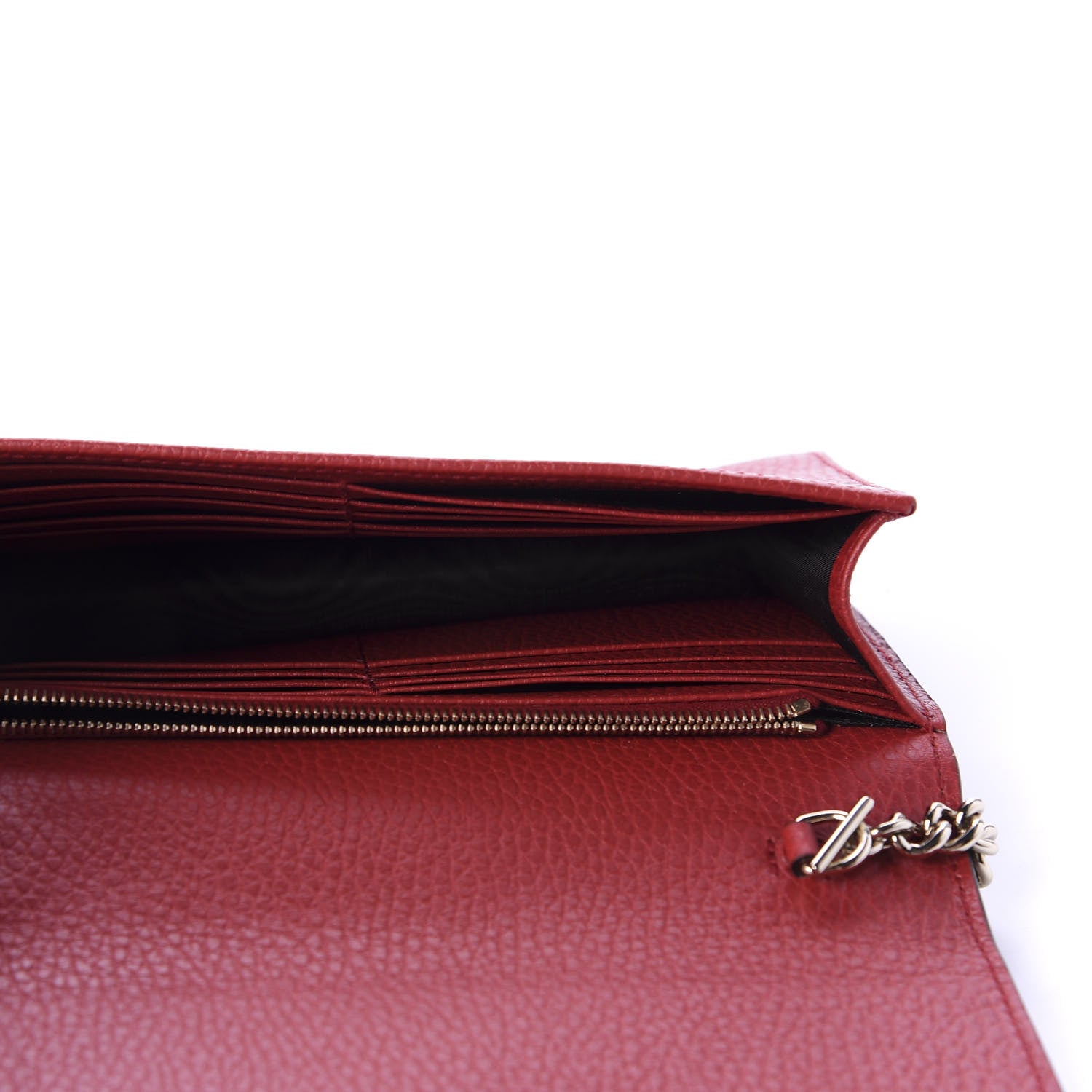 Gucci Dollar Calfskin Interlocking G Chain Wallet Red 5 of 11