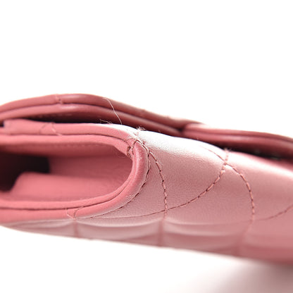 Chanel Lambskin Quilted Flap Card Holder Pink 10 of 14