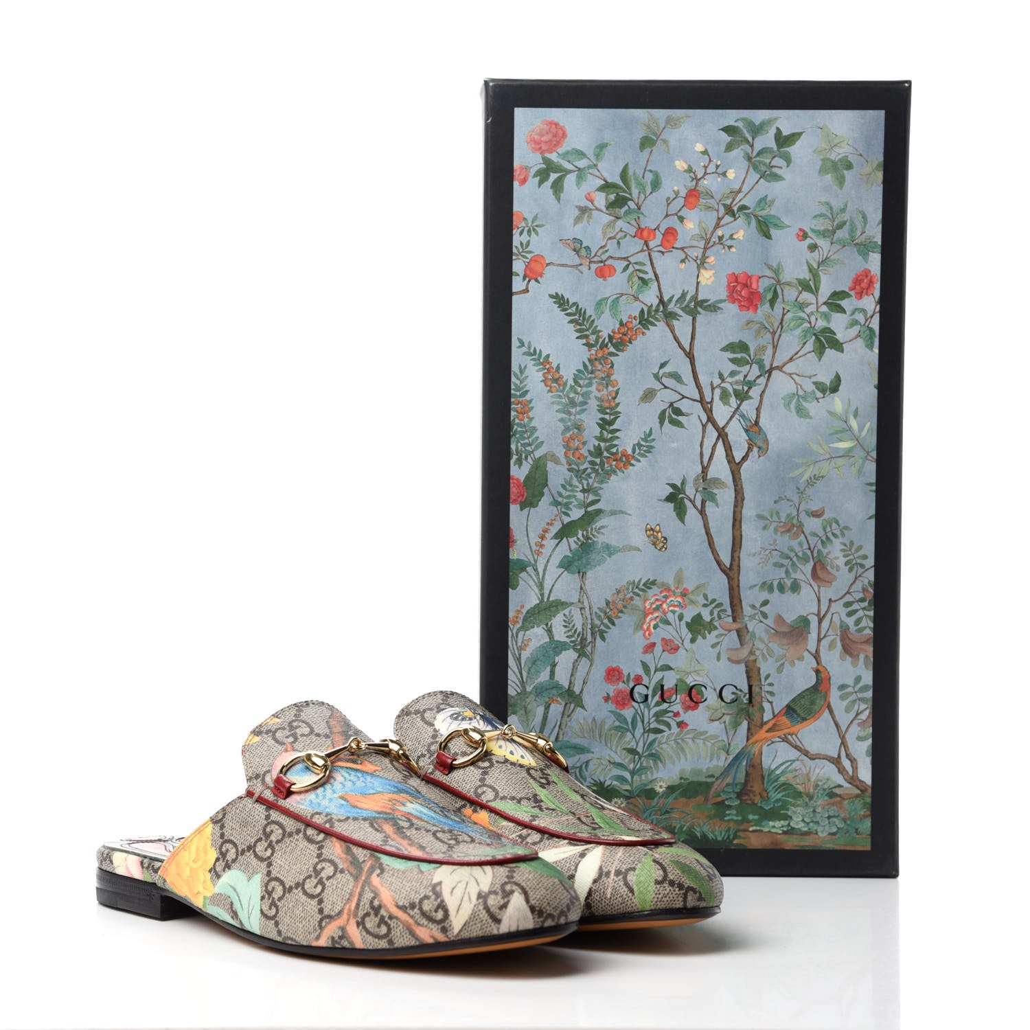 Gucci GG Supreme Monogram Tian Womens Princetown Slippers 35.5 Beige Ebony Multicolor 9 of 9