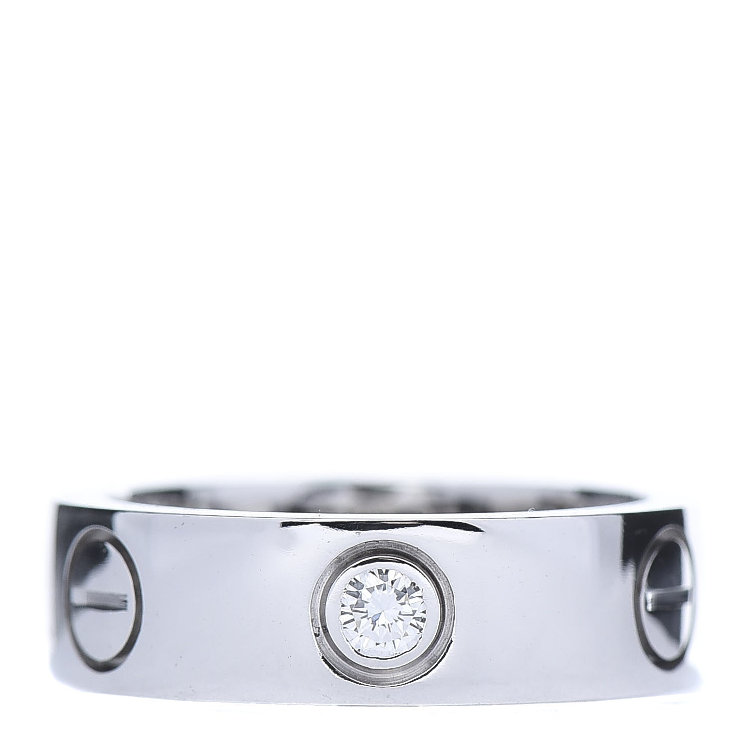 Cartier 18K White Gold 3 Diamond 5.5mm LOVE Ring 48 4.5 1 of 7