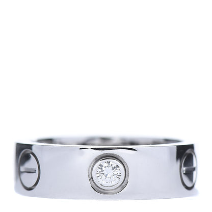 Cartier 18K White Gold 3 Diamond 5.5mm LOVE Ring 48 4.5 1 of 7