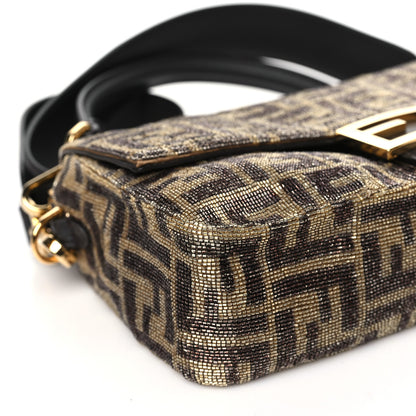 Fendi Vitello King Beaded Zucca Baguette Mogano Panna Ebano 8 of 9