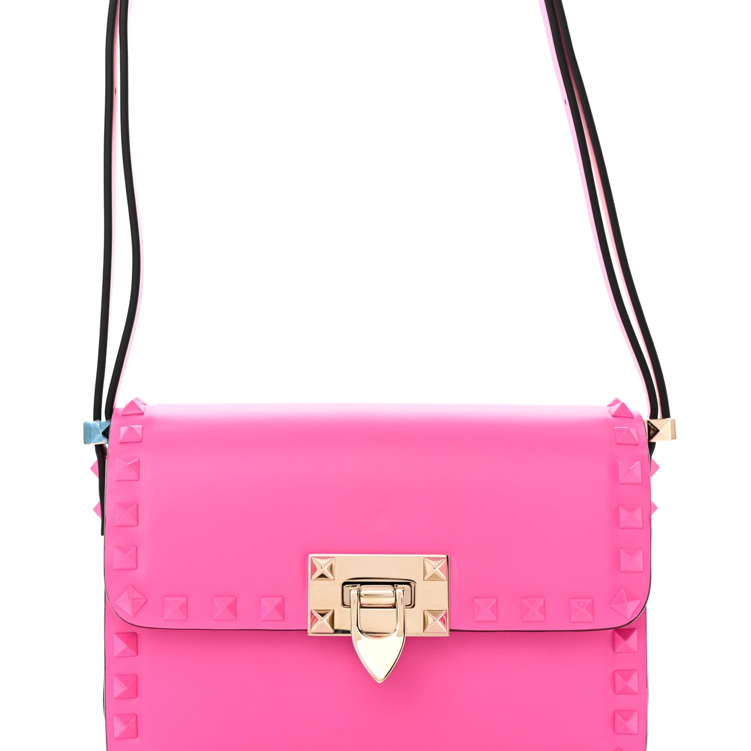 Valentino Garavani Smooth Calfskin Enamel Tonal Small Rockstud23 Shoulder Bag Pink PP 7 of 10