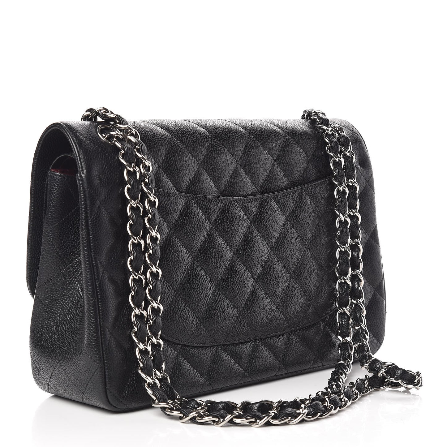 Caviar Quilted Jumbo Double Flap Black
