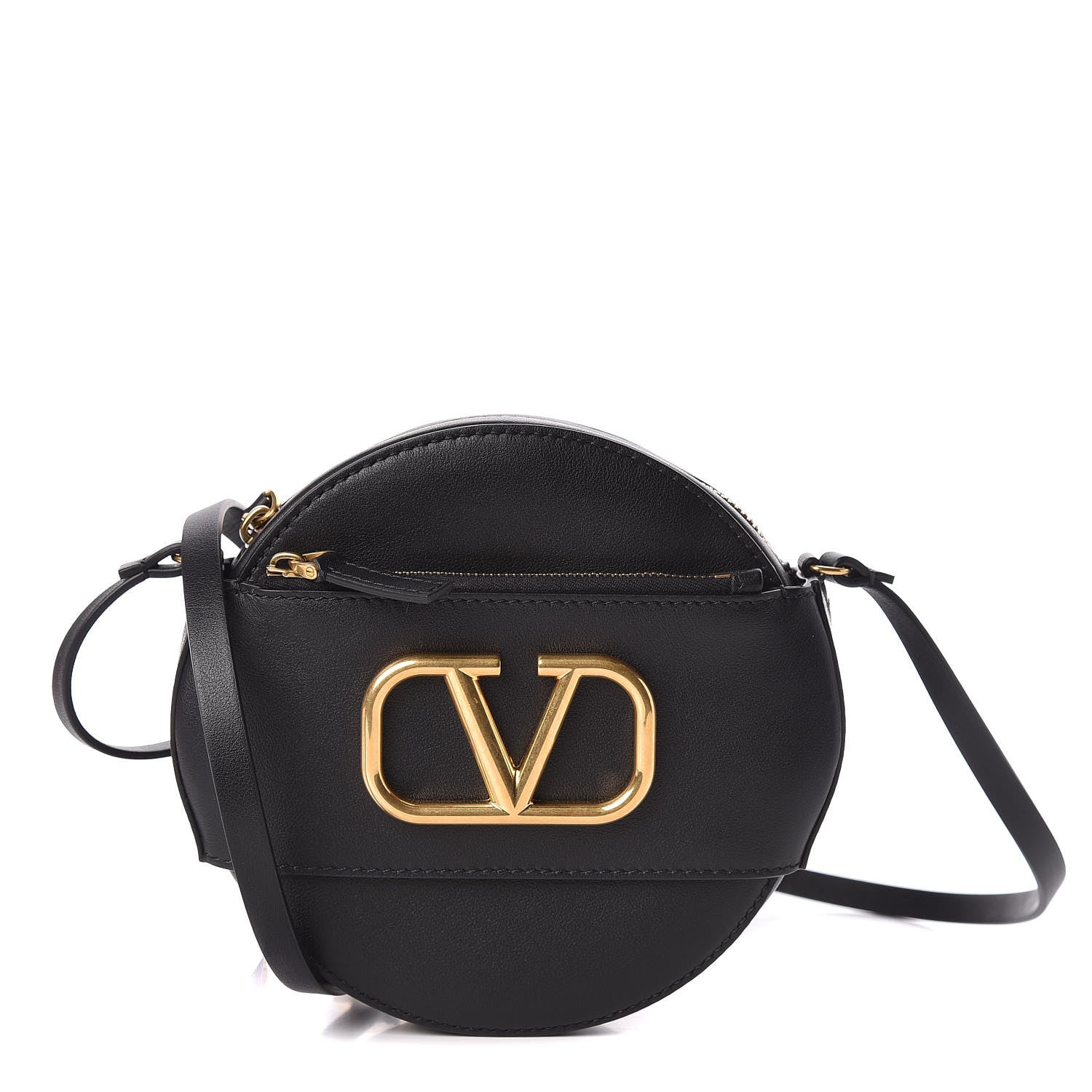 Valentino Garavani Calfskin VLogo Round Crossbody Bag Black 1 of 10