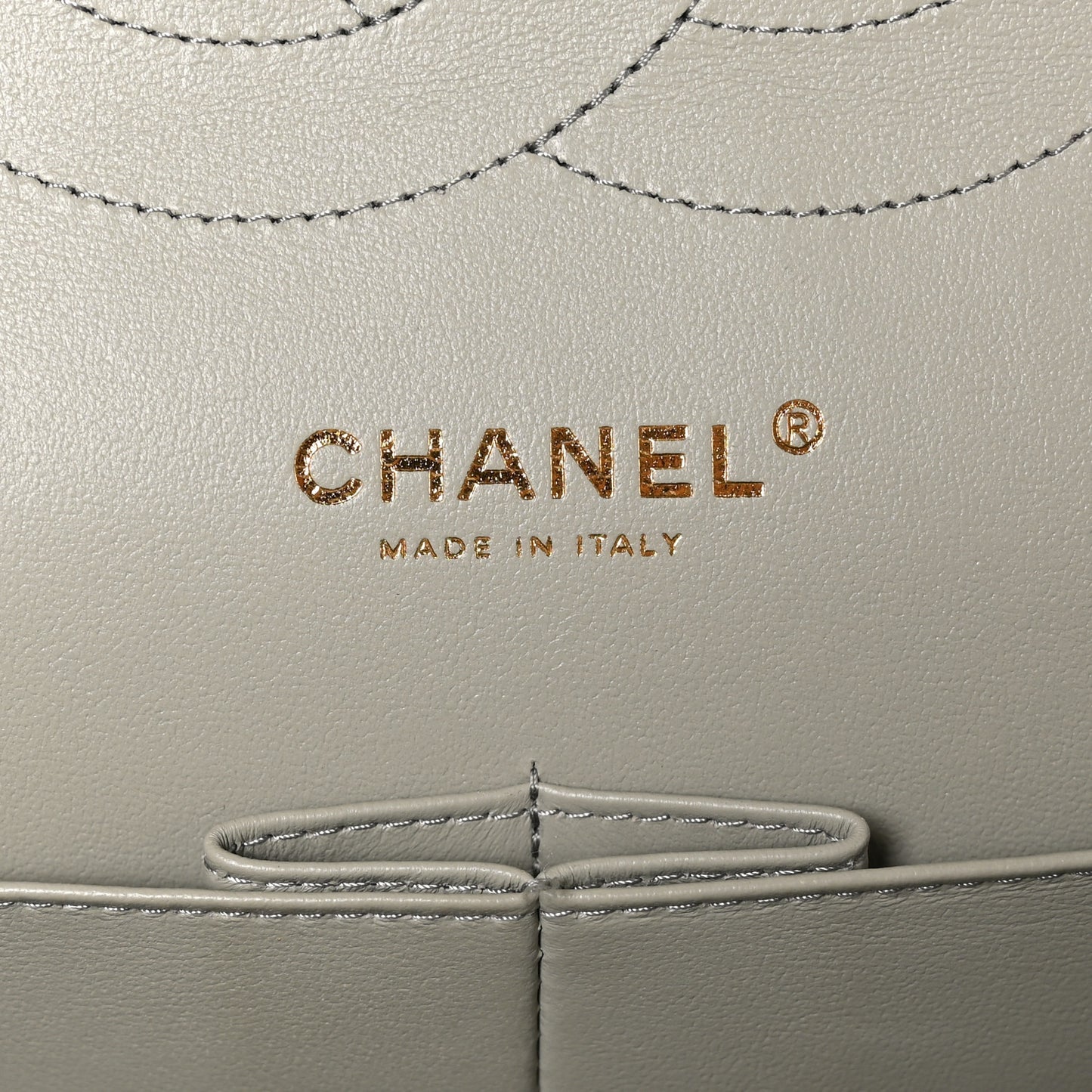 Lambskin Quilted Jumbo Double Flap Grey