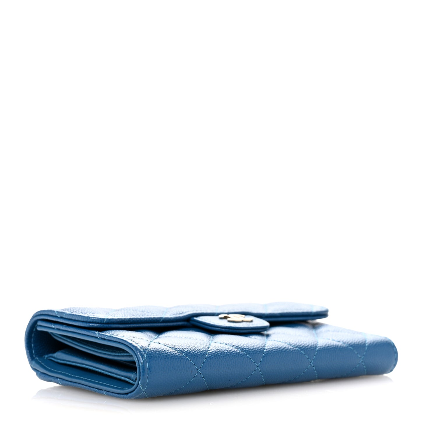 Caviar Quilted Medium Flap Wallet Dark Blue
