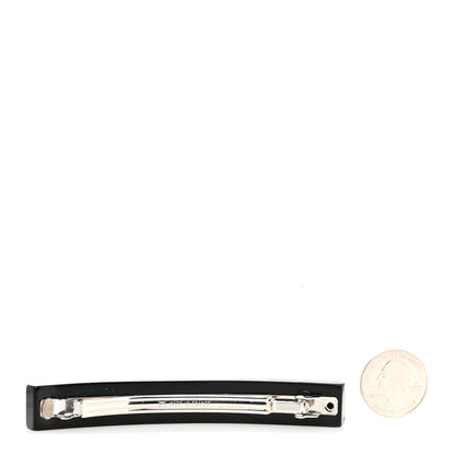 Chanel Resin Crystal CC Heart Hair Clip Barrette Black 2 of 4