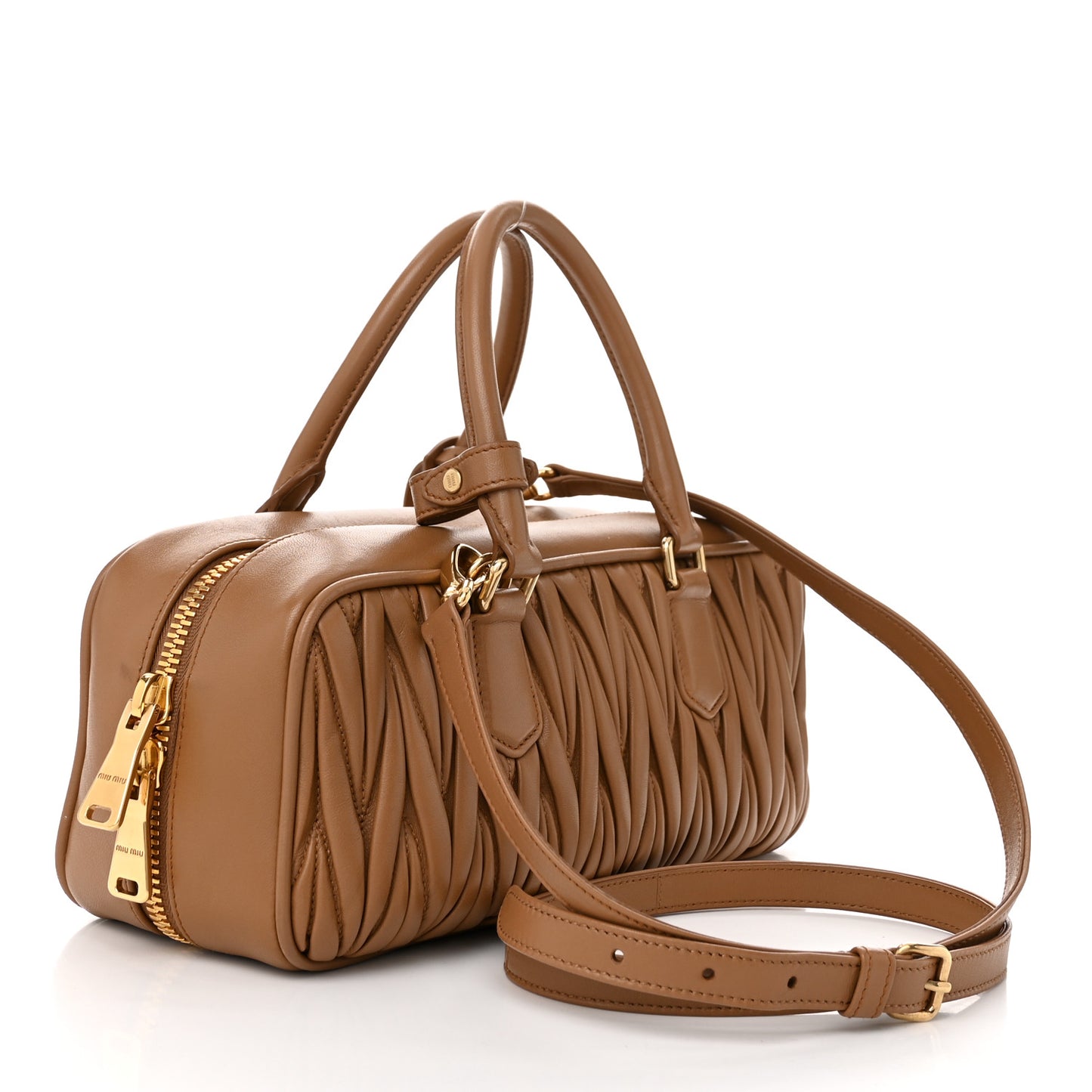 Nappa Matelasse Large Arcadie Top Handle Bag Caramel