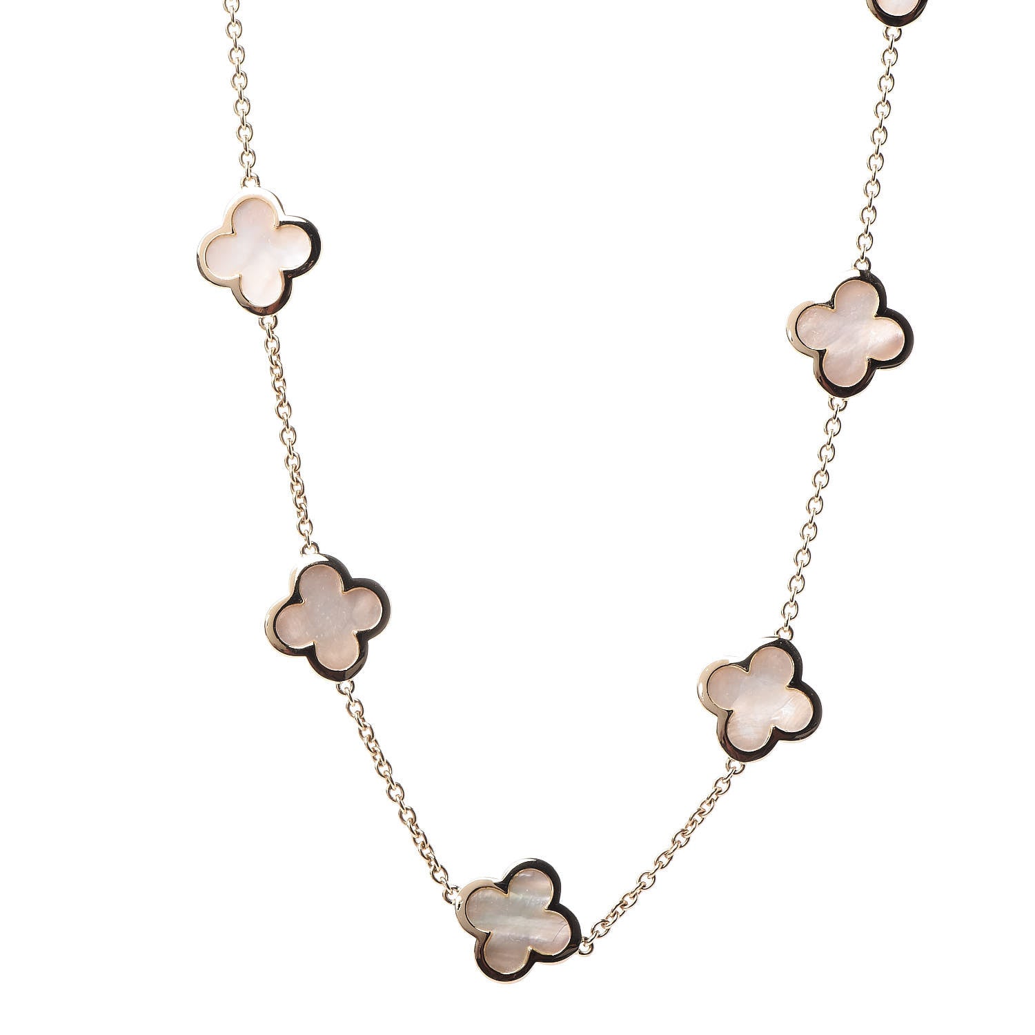 Van Cleef & Arpels 18K Yellow Gold Mother of Pearl 9 Motifs Pure Alhambra Pendant Necklace 1 of 5