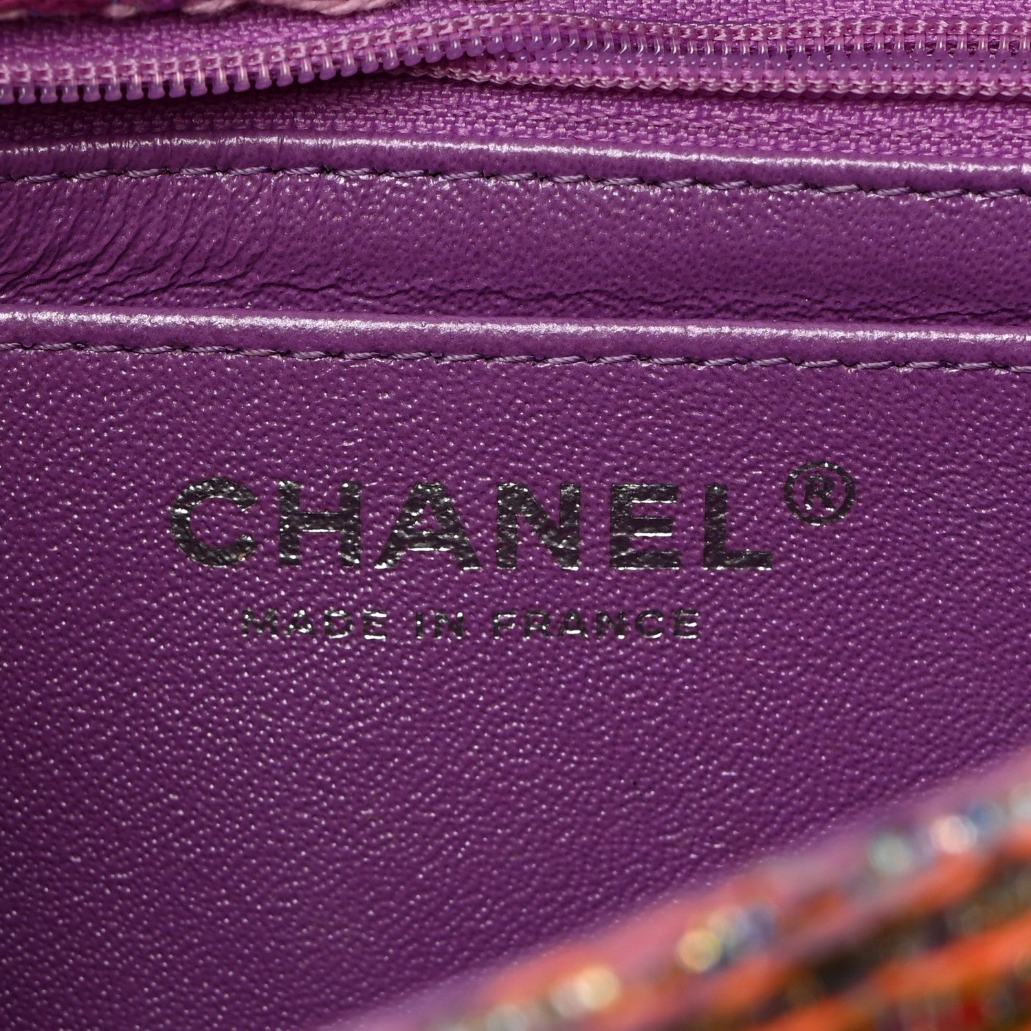 Chanel Tweed Quilted Mini Rectangular Flap Blue Pink Orange 6 of 10
