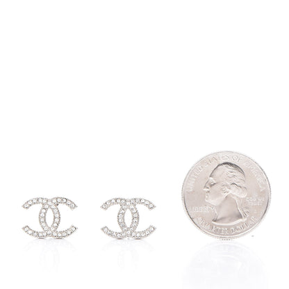 Chanel Crystal CC Earrings Silver 2 of 5