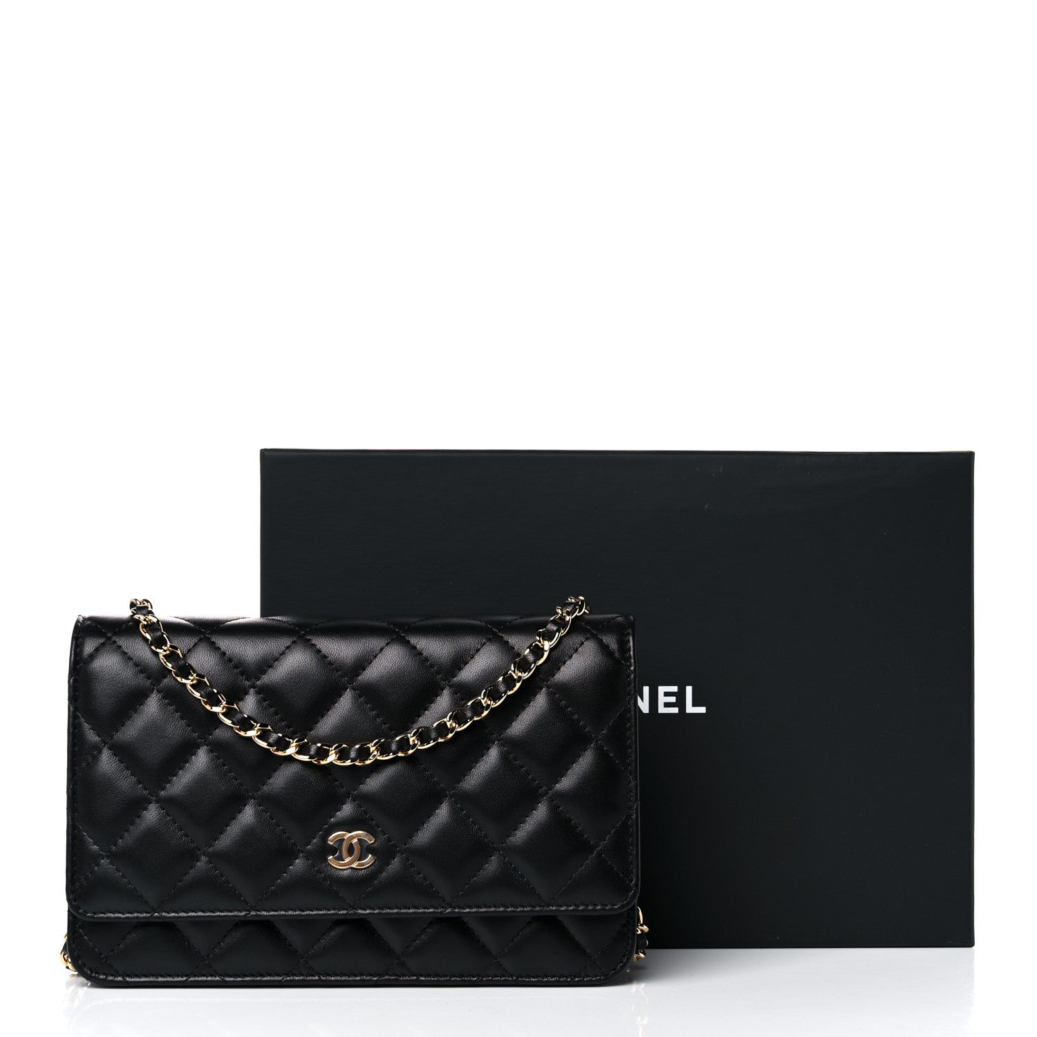 Chanel Lambskin Quilted Wallet On Chain WOC Black 14 of 14