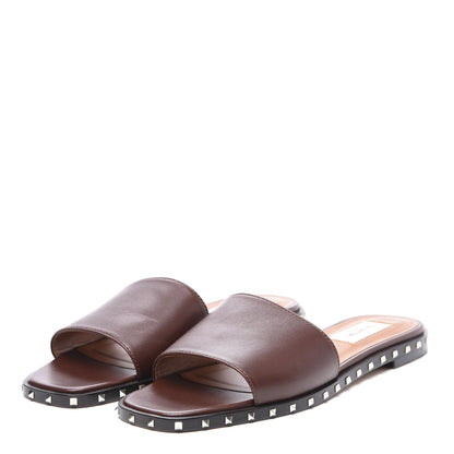 Valentino Garavani Nappa Soul Rockstud Flat Slide Sandals 36 Brown 2 of 10