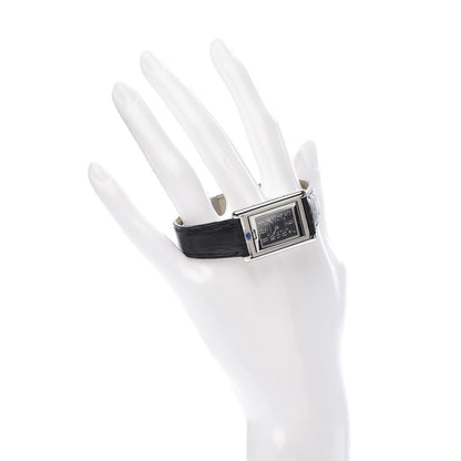 Cartier Stainless Steel Alligator 22mm Tank Basculante Quartz Watch Black 2 of 6