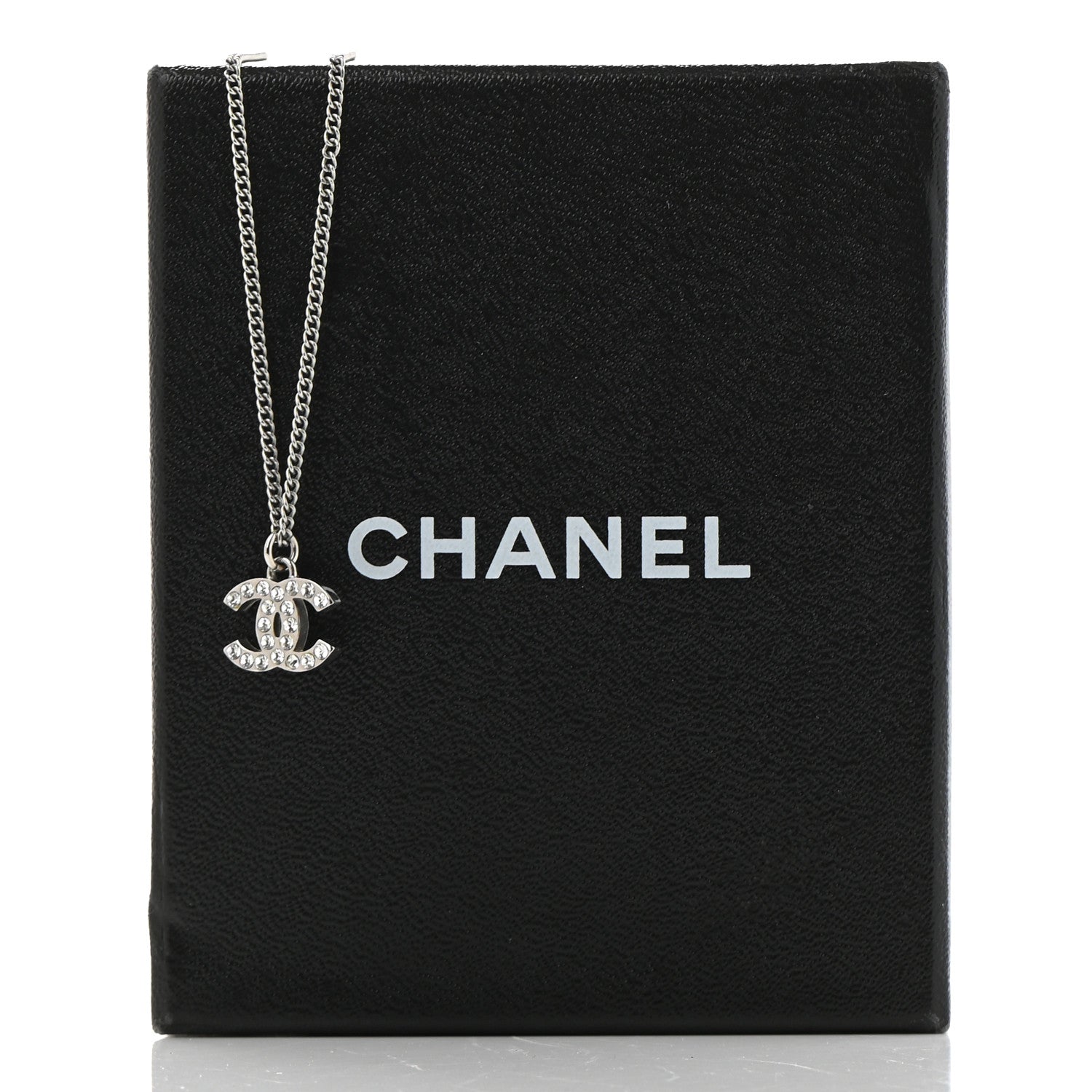 Chanel Crystal CC Pendant Necklace Silver 6 of 6