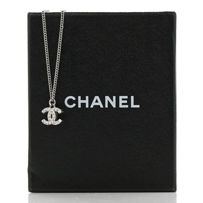Chanel Crystal CC Pendant Necklace Silver 6 of 6