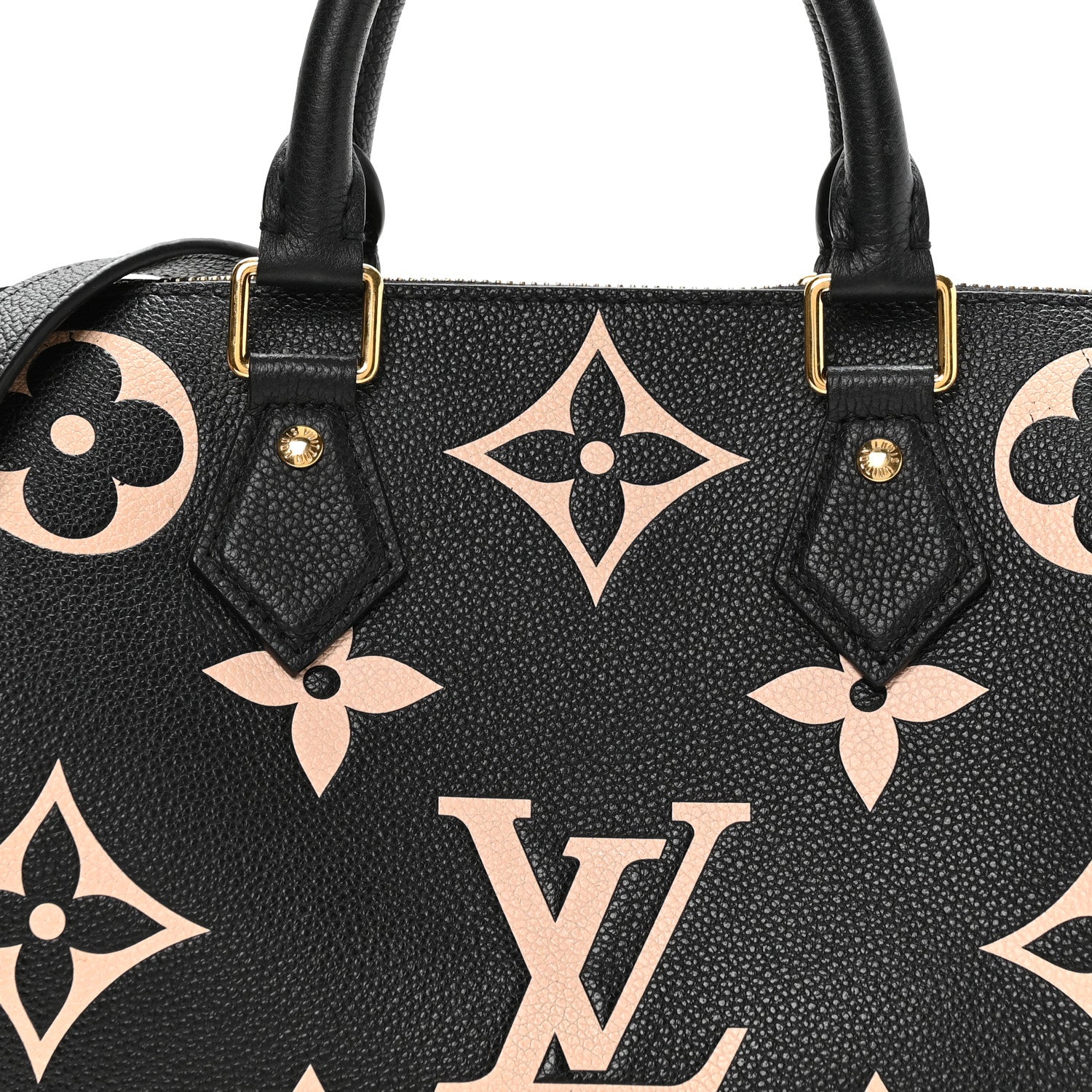 Louis Vuitton Empreinte Monogram Giant Speedy Bandouliere 25 Black Beige 7 of 10