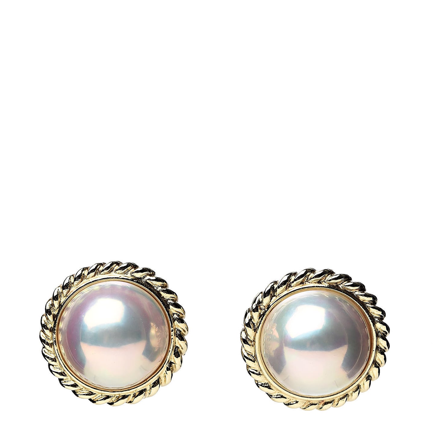 18K Yellow Gold Mabe Pearl 14.5mm Earrings