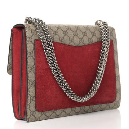 Gucci GG Supreme Monogram Suede Cudu Medium Dionysus Shoulder Bag Beige Ebony Vulcanic Red 3 of 14
