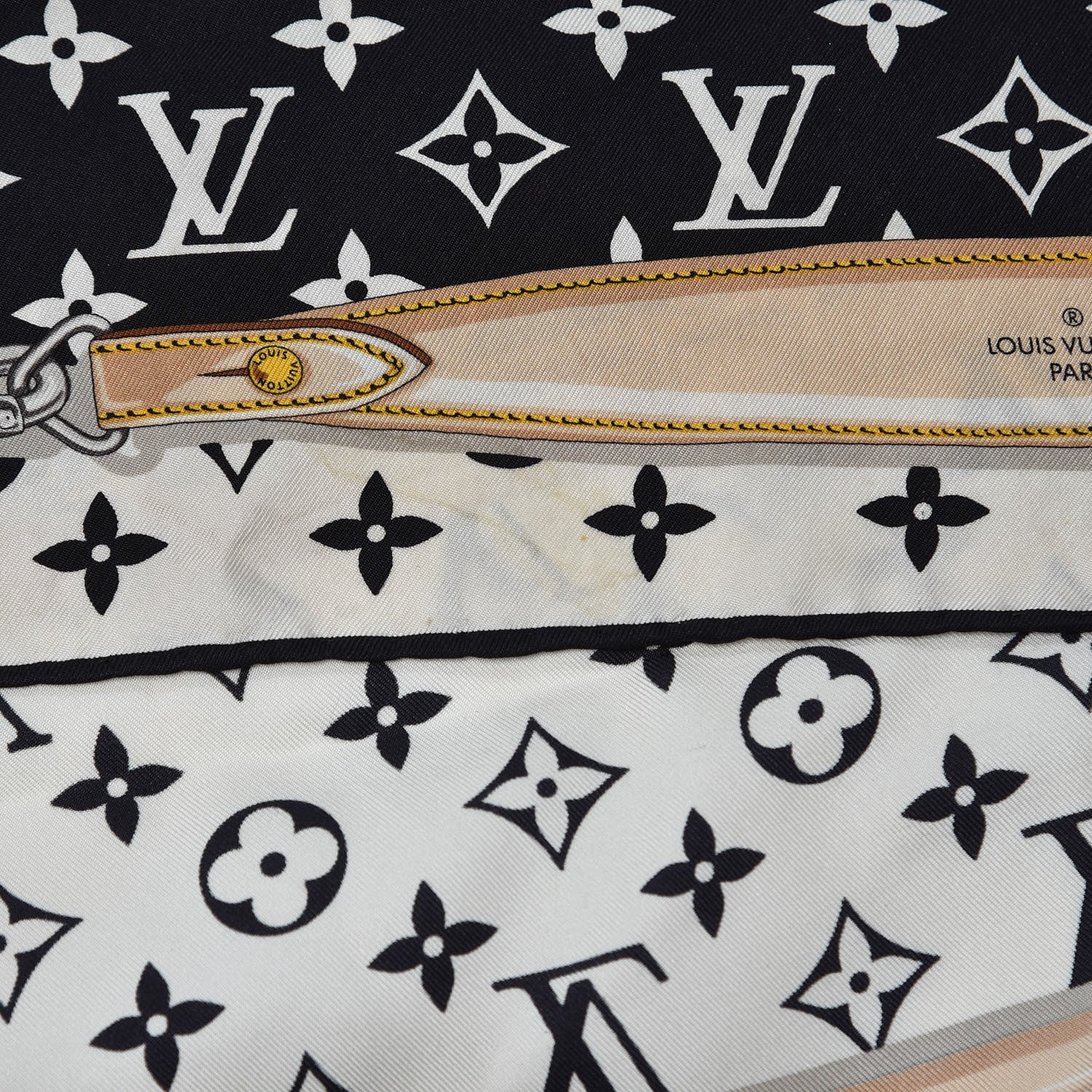 Louis Vuitton Silk Monogram Confidential Square Scarf Black 7 of 10