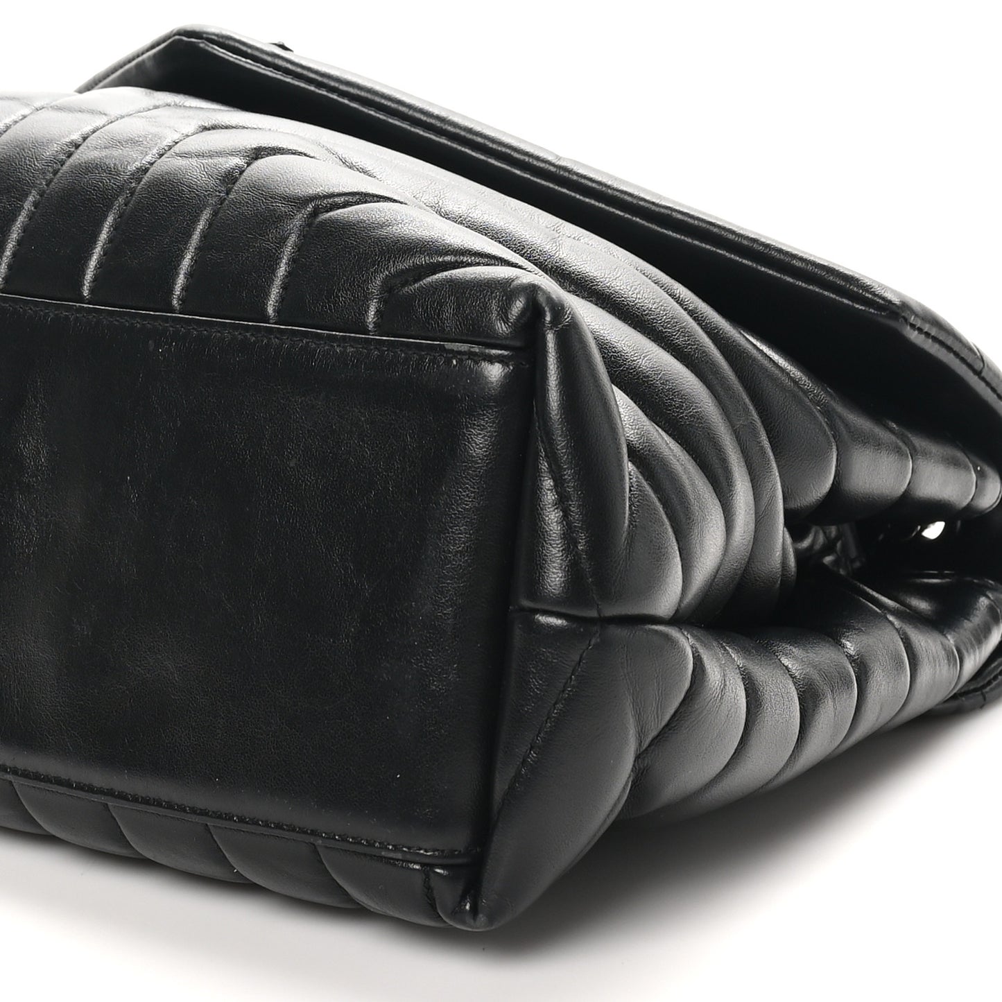 Calfskin Y Quilted Monogram Monochrome Medium Loulou Chain Satchel Black