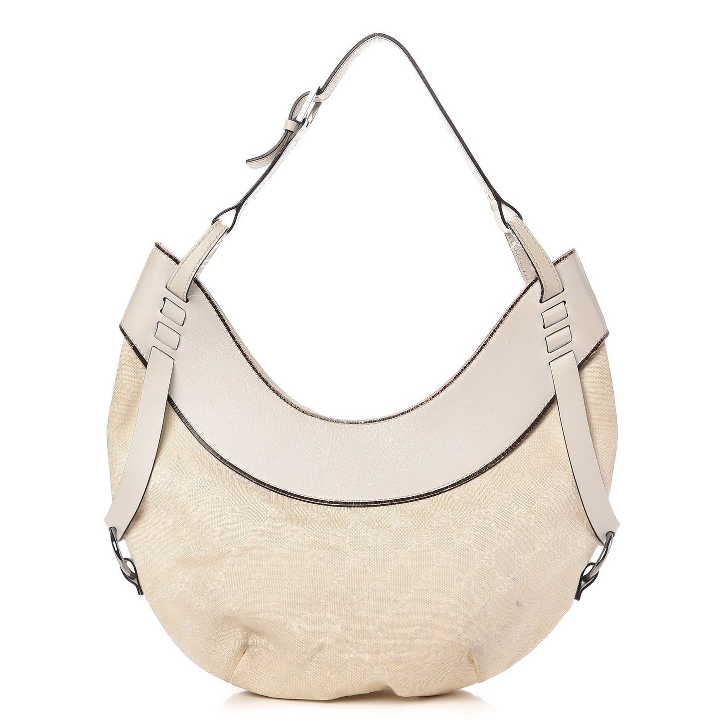 Monogram Half Moon Hobo White