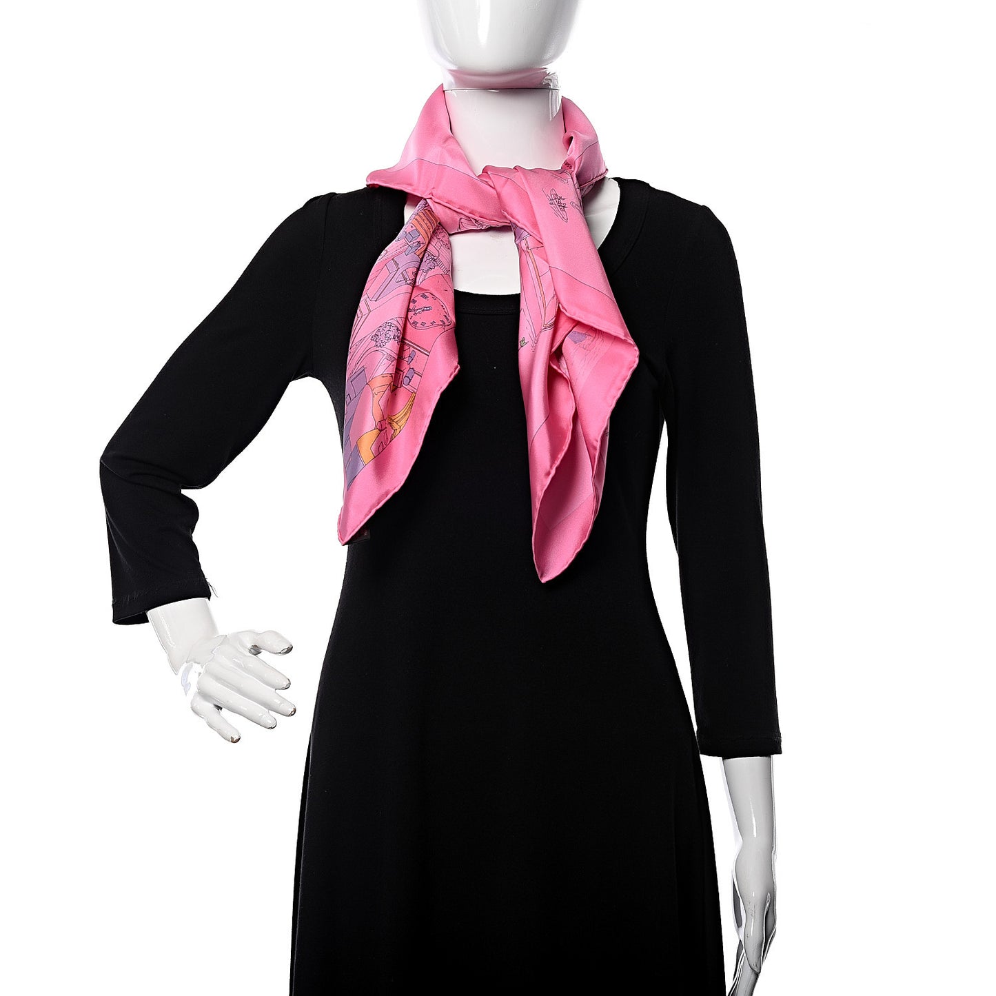 Silk The Battery New York Scarf 90 Rose Malabar Jaune