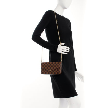 Louis Vuitton Damier Ebene Pochette Felicie Chain Wallet 2 of 9