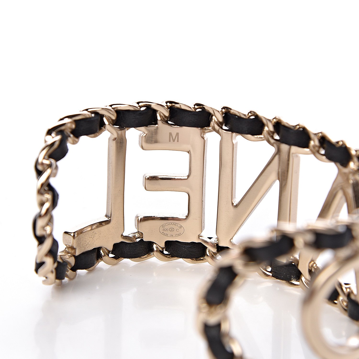 Chanel Lambskin Vintage Allure Cuff Bracelet M Black Gold 4 of 5
