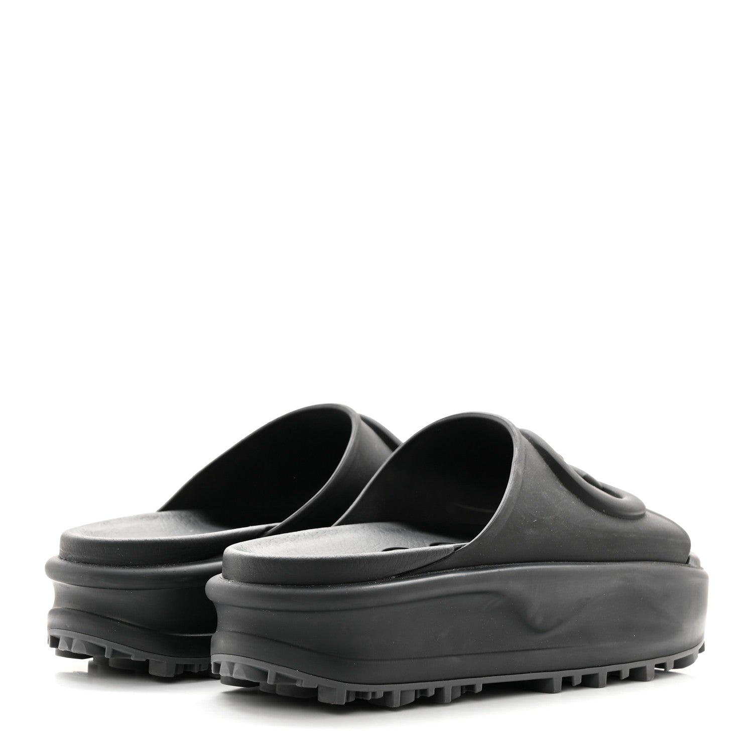 Gucci Soft Rubber Womens Interlocking G Platform 42mm Slide Sandals 36 Black 4 of 10