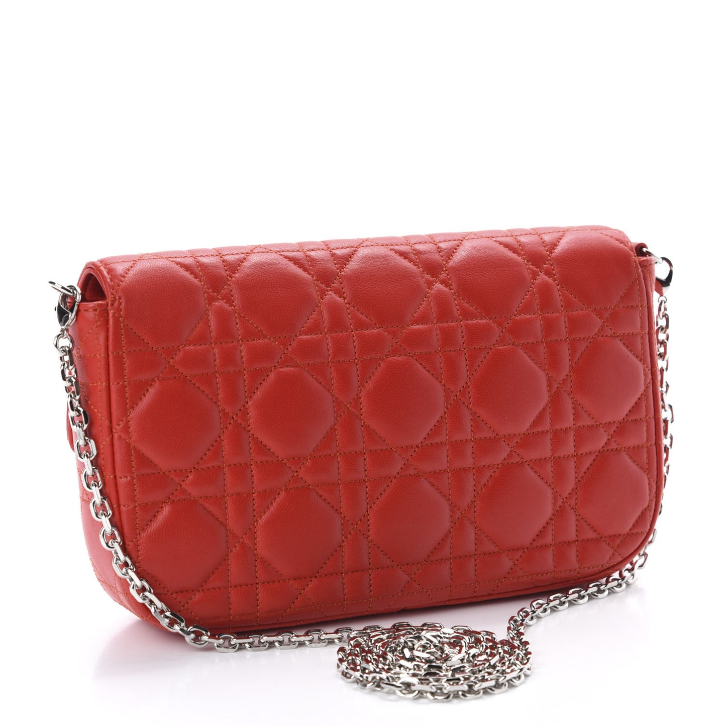 Lambskin Cannage Miss Dior Promenade Pouch Red