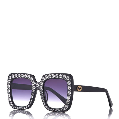Gucci Acetate Crystal Oversize Sunglasses GG0148S Black 1 of 8