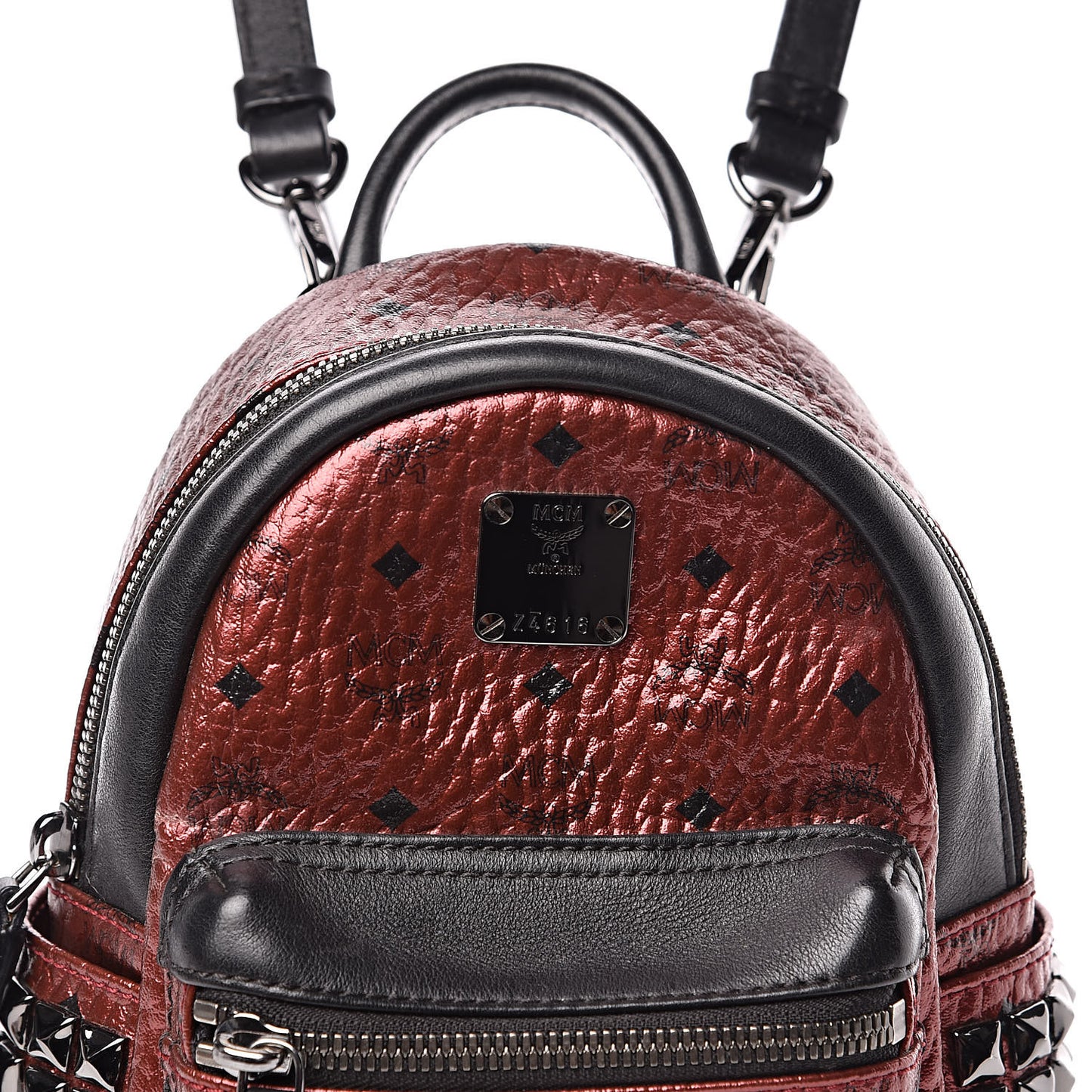 Metallic Visetos Studded X-Mini Bebe Boo Backpack Scooter Red Black