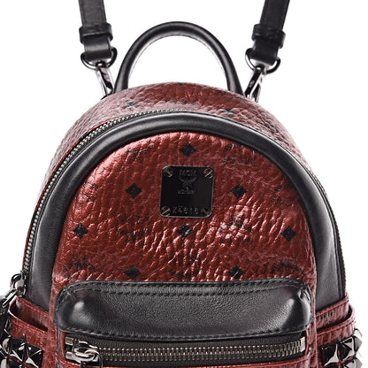 MCM Metallic Visetos Studded X-Mini Bebe Boo Backpack Scooter Red Black 12 of 12