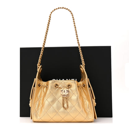 Chanel Metallic Caviar Quilted Mini Chanel 25 Handbag Gold 11 of 11