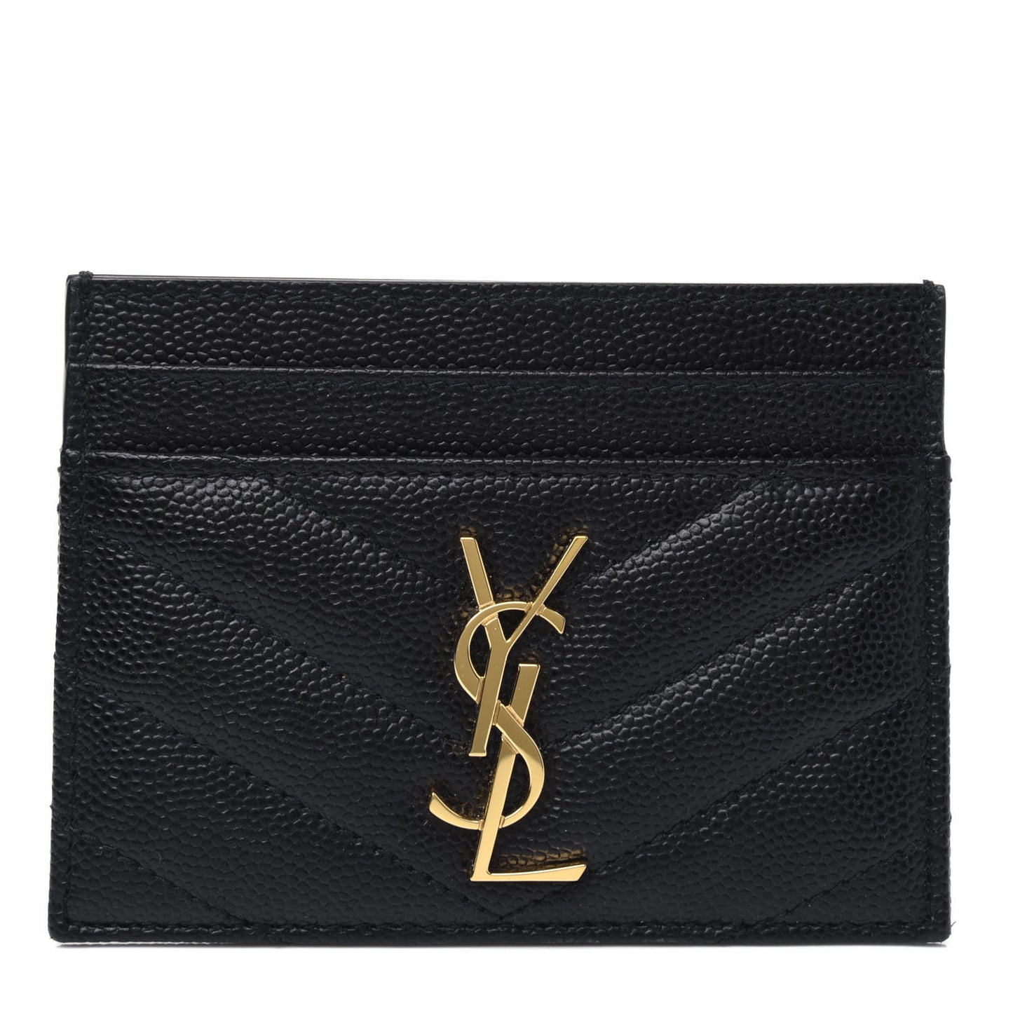 Grain De Poudre Matelasse Chevron Monogram Credit Card Case Black