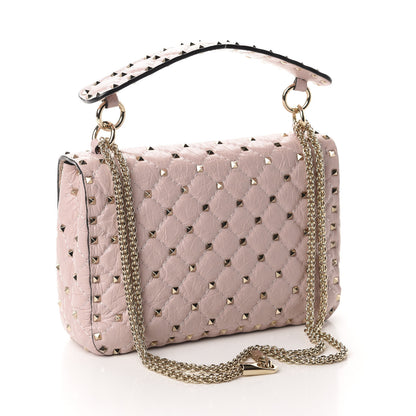 Valentino Garavani Craquele Nappa Medium Rockstud Spike Shoulder Bag Water Rose 3 of 9