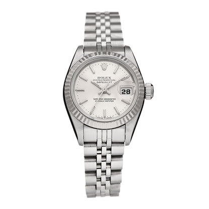 Rolex Stainless Steel 18K White Gold 26mm Oyster Perpetual Datejust Watch Silver 69174 1 of 4